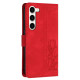 For Samsung Galaxy S23+ 5G Tulips Embossed Leather Phone Case with Lanyard(Red)