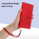 For Samsung Galaxy S23+ 5G Tulips Embossed Leather Phone Case with Lanyard(Red)