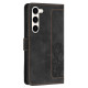 For Samsung Galaxy S23+ 5G Tulips Embossed Leather Phone Case with Lanyard(Black)