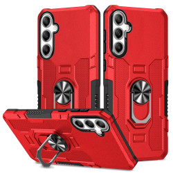 For Samsung Galaxy S24+ 5G Ring Holder Armor Hybrid Phone Case(Red)