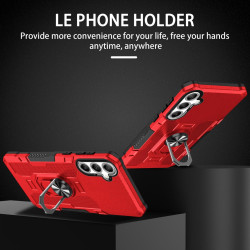 For Samsung Galaxy S24+ 5G Ring Holder Armor Hybrid Phone Case(Red)