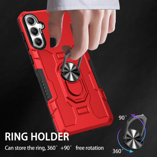 For Samsung Galaxy S24+ 5G Ring Holder Armor Hybrid Phone Case(Red)