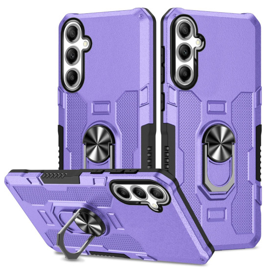 For Samsung Galaxy S24+ 5G Ring Holder Armor Hybrid Phone Case(Purple)