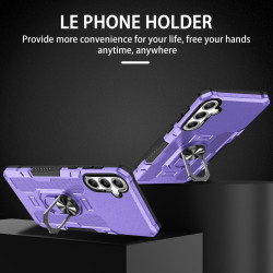 For Samsung Galaxy S24+ 5G Ring Holder Armor Hybrid Phone Case(Purple)
