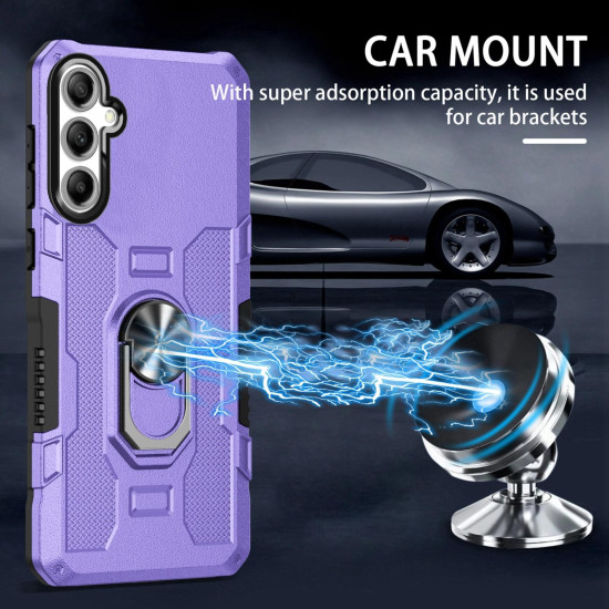 For Samsung Galaxy S24+ 5G Ring Holder Armor Hybrid Phone Case(Purple)