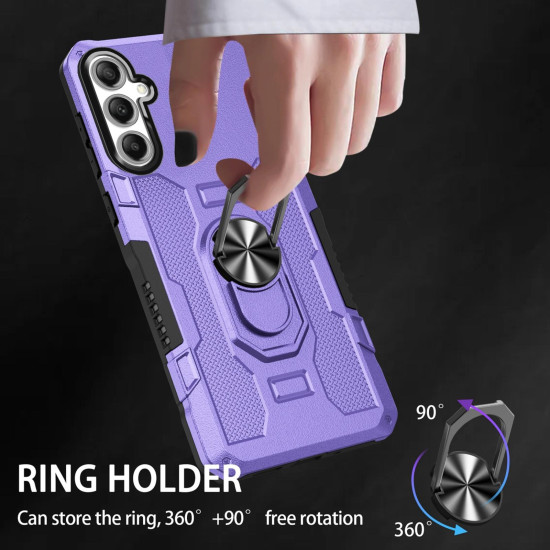 For Samsung Galaxy S24+ 5G Ring Holder Armor Hybrid Phone Case(Purple)