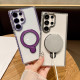 For Samsung Galaxy S24+ 5G Transparent MagSafe Holder Phone Case with Lens Film(Purple)
