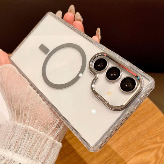 For Samsung Galaxy S24+ 5G Transparent MagSafe Phone Case with Lens Film(Grey)