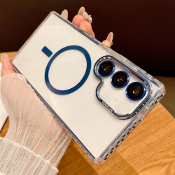 For Samsung Galaxy S24+ 5G Transparent MagSafe Phone Case with Lens Film(Blue)