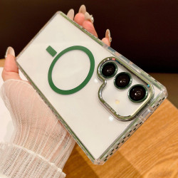 For Samsung Galaxy S24+ 5G Transparent MagSafe Phone Case with Lens Film(Green)