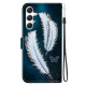 For Samsung Galaxy S24+ 5G Crystal Texture Colored Drawing Leather Phone Case(White Butterfly Feathers)