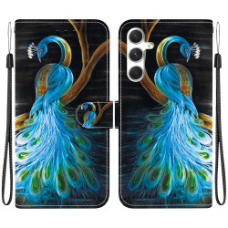 For Samsung Galaxy S24+ 5G Crystal Texture Colored Drawing Leather Phone Case(Peacock)