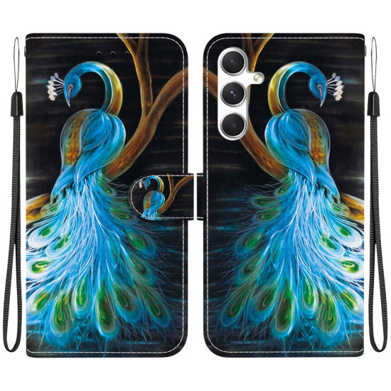 For Samsung Galaxy S24+ 5G Crystal Texture Colored Drawing Leather Phone Case(Peacock)