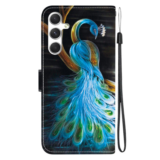 For Samsung Galaxy S24+ 5G Crystal Texture Colored Drawing Leather Phone Case(Peacock)