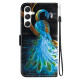For Samsung Galaxy S24+ 5G Crystal Texture Colored Drawing Leather Phone Case(Peacock)