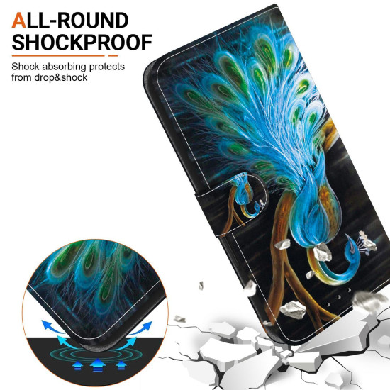 For Samsung Galaxy S24+ 5G Crystal Texture Colored Drawing Leather Phone Case(Peacock)