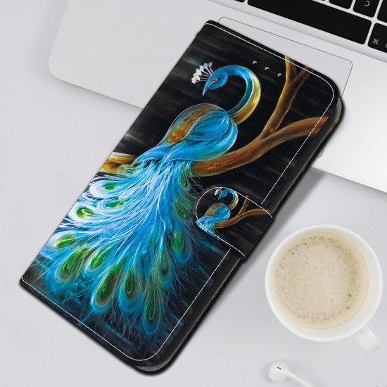For Samsung Galaxy S24+ 5G Crystal Texture Colored Drawing Leather Phone Case(Peacock)