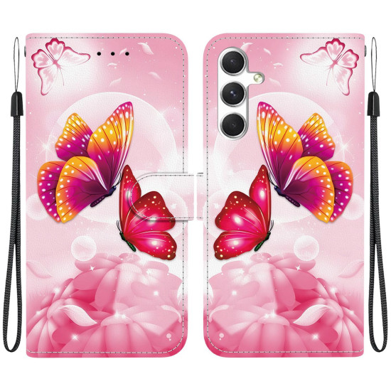 For Samsung Galaxy S24+ 5G Crystal Texture Colored Drawing Leather Phone Case(Pink Butterflies)