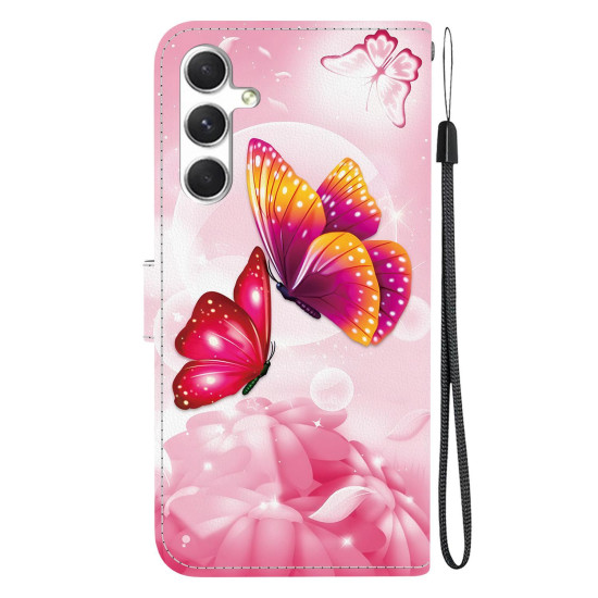 For Samsung Galaxy S24+ 5G Crystal Texture Colored Drawing Leather Phone Case(Pink Butterflies)