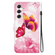 For Samsung Galaxy S24+ 5G Crystal Texture Colored Drawing Leather Phone Case(Pink Butterflies)