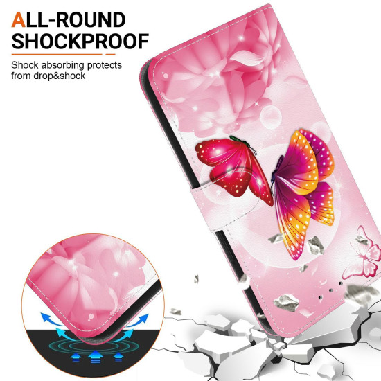 For Samsung Galaxy S24+ 5G Crystal Texture Colored Drawing Leather Phone Case(Pink Butterflies)