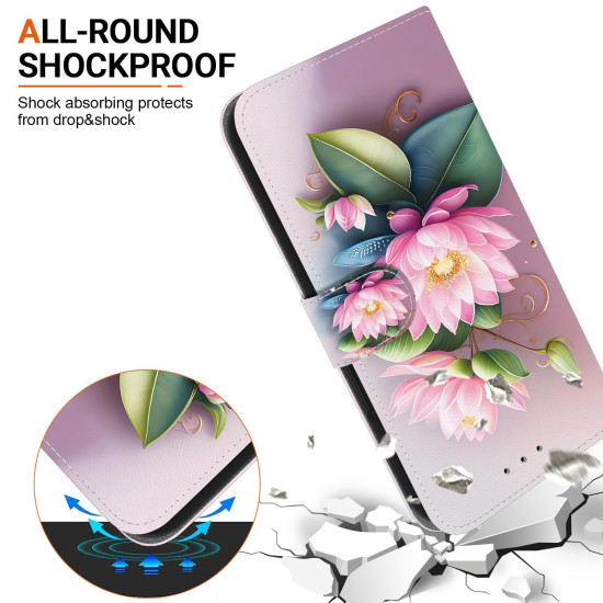 For Samsung Galaxy S24+ 5G Crystal Texture Colored Drawing Leather Phone Case(Lotus)