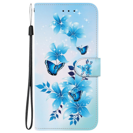 For Samsung Galaxy S24+ 5G Crystal Texture Colored Drawing Leather Phone Case(Blue Butterflies)