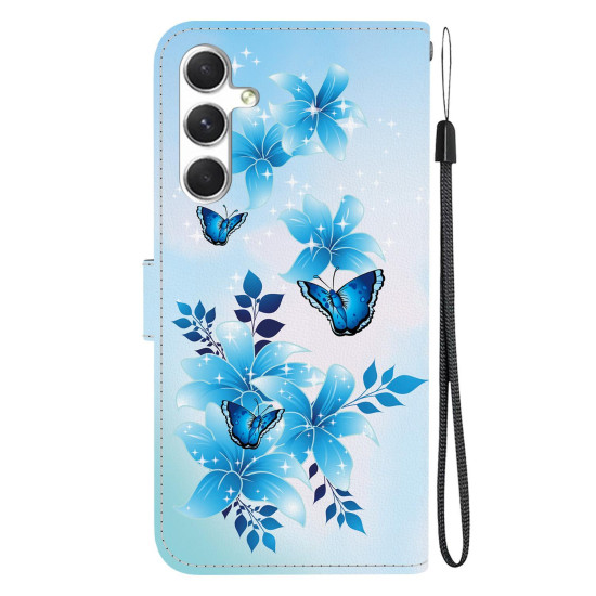 For Samsung Galaxy S24+ 5G Crystal Texture Colored Drawing Leather Phone Case(Blue Butterflies)