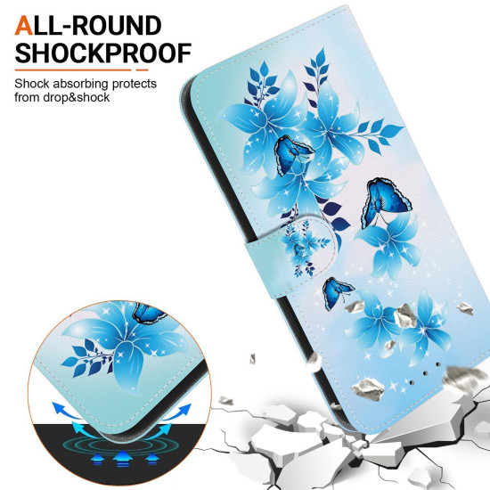 For Samsung Galaxy S24+ 5G Crystal Texture Colored Drawing Leather Phone Case(Blue Butterflies)