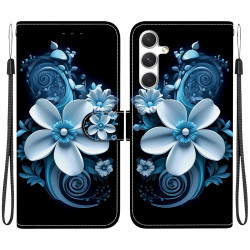 For Samsung Galaxy S24+ 5G Crystal Texture Colored Drawing Leather Phone Case(Black Orchid)
