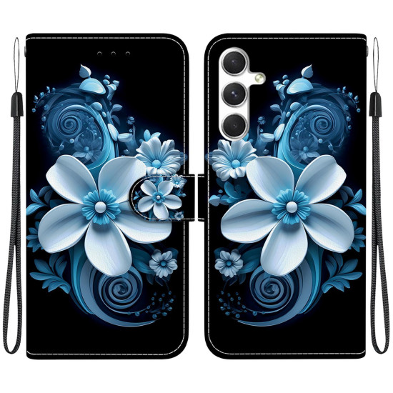 For Samsung Galaxy S24+ 5G Crystal Texture Colored Drawing Leather Phone Case(Black Orchid)
