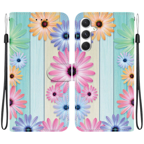 For Samsung Galaxy S24+ 5G Crystal Texture Colored Drawing Leather Phone Case(Sunflowers)