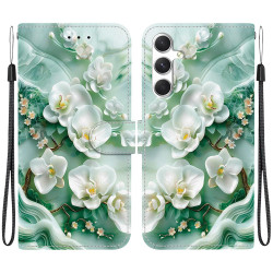 For Samsung Galaxy S24+ 5G Crystal Texture Colored Drawing Leather Phone Case(Jade Flowers)