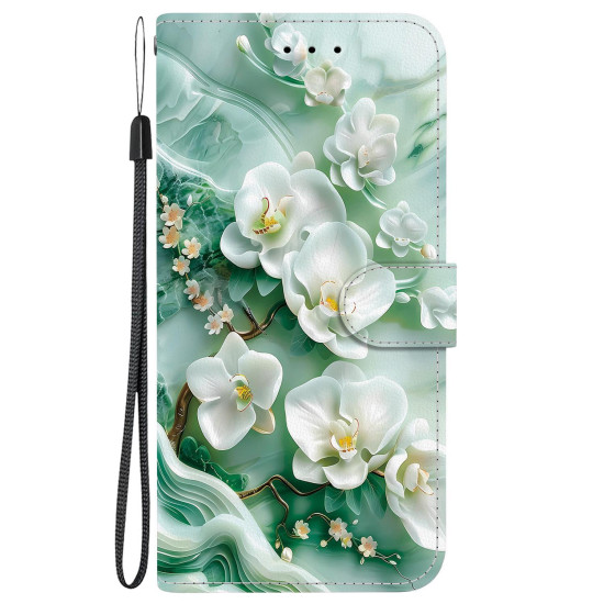 For Samsung Galaxy S24+ 5G Crystal Texture Colored Drawing Leather Phone Case(Jade Flowers)