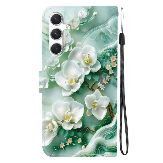 For Samsung Galaxy S24+ 5G Crystal Texture Colored Drawing Leather Phone Case(Jade Flowers)