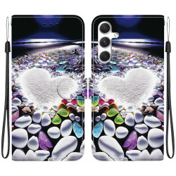 For Samsung Galaxy S24+ 5G Crystal Texture Colored Drawing Leather Phone Case(Heart Shaped)