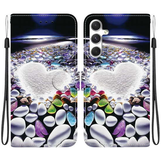 For Samsung Galaxy S24+ 5G Crystal Texture Colored Drawing Leather Phone Case(Heart Shaped)