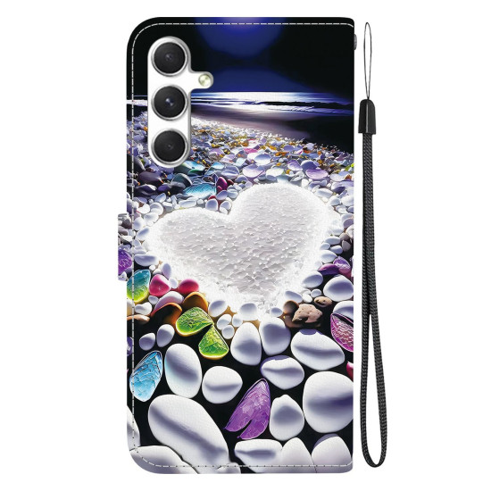 For Samsung Galaxy S24+ 5G Crystal Texture Colored Drawing Leather Phone Case(Heart Shaped)