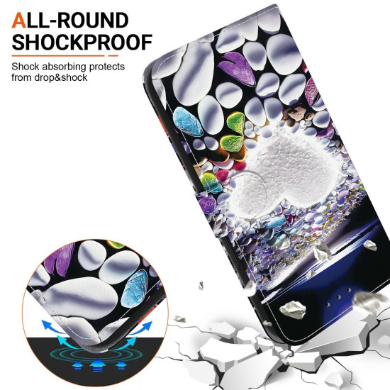 For Samsung Galaxy S24+ 5G Crystal Texture Colored Drawing Leather Phone Case(Heart Shaped)