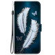 For Samsung Galaxy S23 5G Crystal Texture Colored Drawing Leather Phone Case(White Butterfly Feathers)