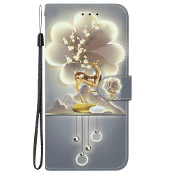 For Samsung Galaxy S23 5G Crystal Texture Colored Drawing Leather Phone Case(Sika Deer)