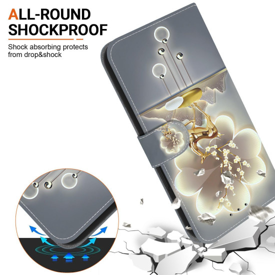 For Samsung Galaxy S23 5G Crystal Texture Colored Drawing Leather Phone Case(Sika Deer)