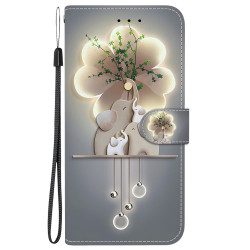 For Samsung Galaxy S23 5G Crystal Texture Colored Drawing Leather Phone Case(Elephants)