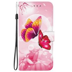 For Samsung Galaxy S23 5G Crystal Texture Colored Drawing Leather Phone Case(Pink Butterflies)