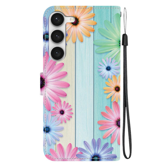 For Samsung Galaxy S23 5G Crystal Texture Colored Drawing Leather Phone Case(Sunflowers)