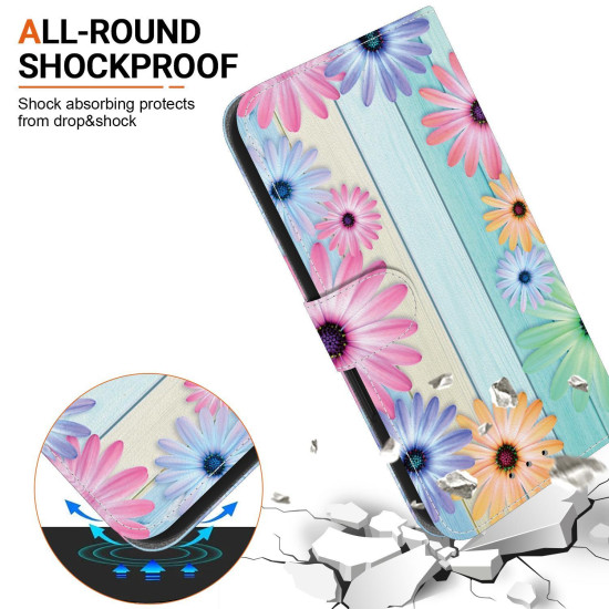 For Samsung Galaxy S23 5G Crystal Texture Colored Drawing Leather Phone Case(Sunflowers)