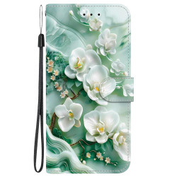 For Samsung Galaxy S23 5G Crystal Texture Colored Drawing Leather Phone Case(Jade Flowers)