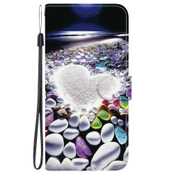 For Samsung Galaxy S23 5G Crystal Texture Colored Drawing Leather Phone Case(Heart Shaped)