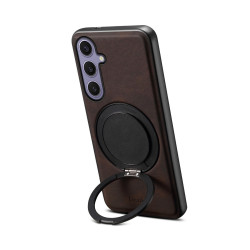 For Samsung Galaxy S24+ 5G Denior A14 Skin Feel Rotating Holder MagSafe Phone Case(Brown)