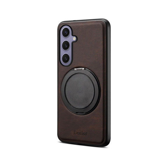 For Samsung Galaxy S24+ 5G Denior A14 Skin Feel Rotating Holder MagSafe Phone Case(Brown)